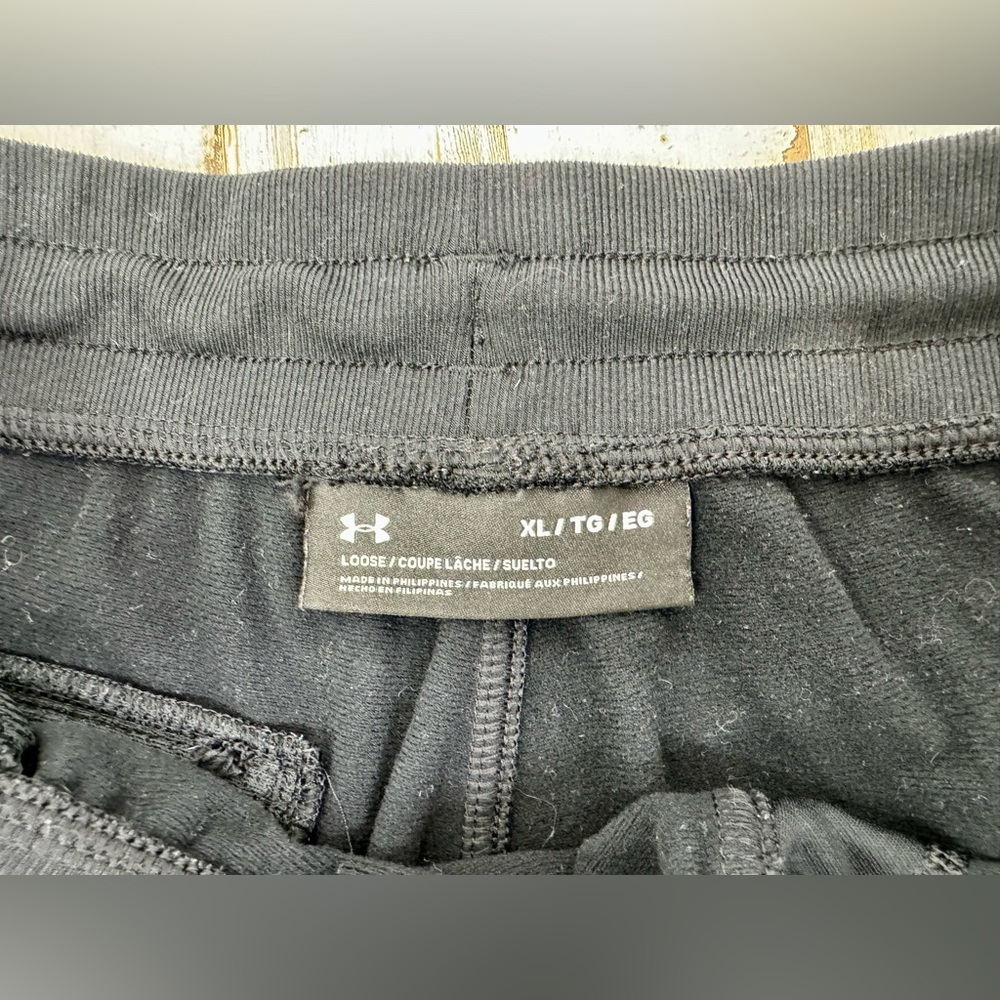Under Armour Joggers Mens XL Black Drawstring Fleece Pocket Sweatpants Tapered - Picture 5 of 10